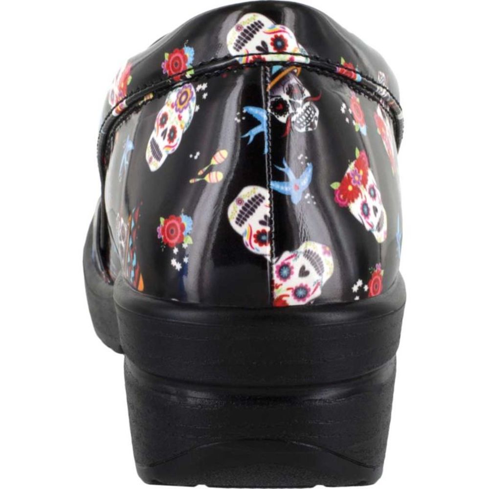 EASY WORKS BY EASY STREET Womens Black Skulls Leeza Round Slip On Clogs 8.5 W - Picture 2 of 4